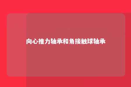 向心推力轴承和角接触球轴承 