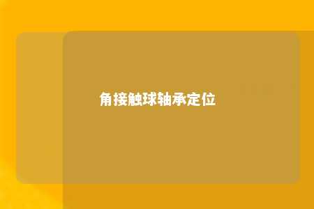 角接触球轴承定位 